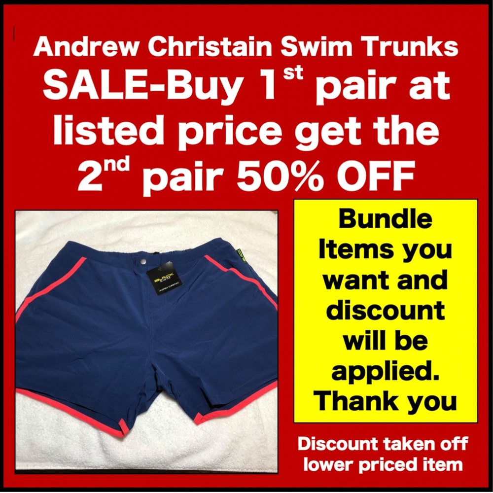Andrew Christian- Swim Trunks- Blue-Pink